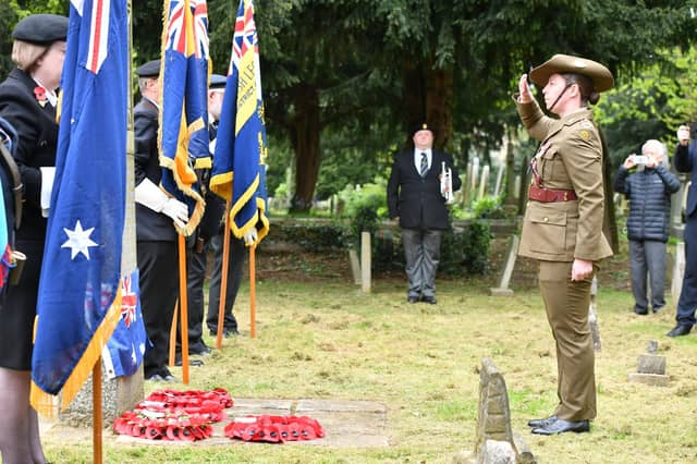 Major Elizabeth Kelderman lays a wreath on behalf of the Australian Army