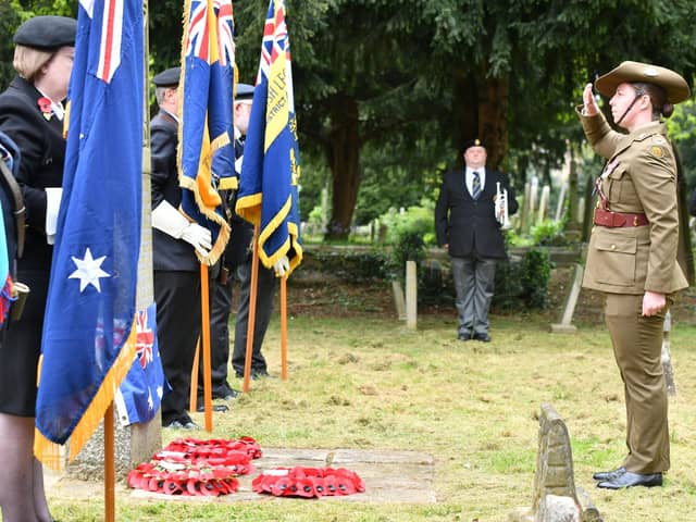 Major Elizabeth Kelderman lays a wreath on behalf of the Australian Army