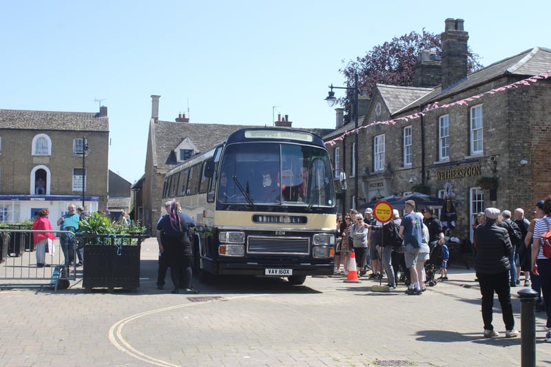 Buses and coaches carried full loads of people all day Sunday (May 21). This Plaxton-bodied Volvo B10 was new to Cambridgeshire operator Whippet in 1981.