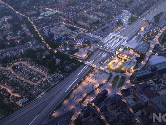 This image shows how the proposed £65 million Station Quarter regeneration in Peterborough could appear once completed