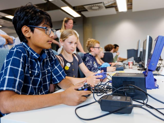 Youngsters had the chance to try out some of the equipment at the university