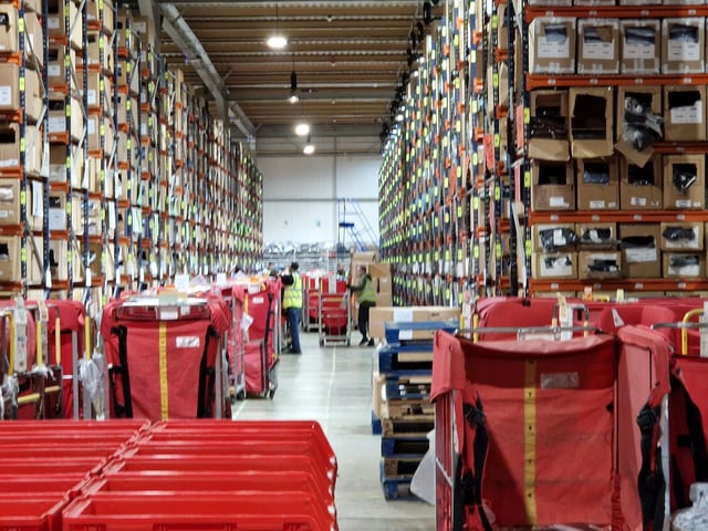 The interior of one of a growing number of warehouses operated by Yours Clothing in Orton Southgate, in Peterborough