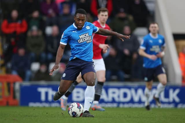 Jeando Fuchs in action for Posh. Photo: Joe Dent/theposh.com.