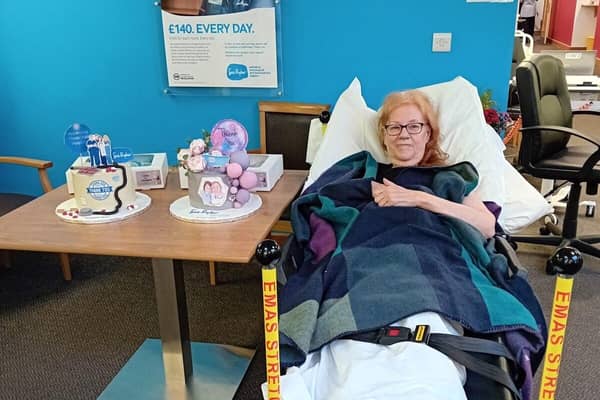 Karen when discharged from Sue Ryder Thorpe Hall Hospice
