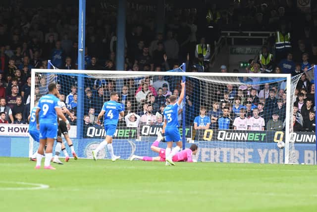 This Bristol Rovers 'goal' was disallowed for offside. Photo: David Lowndes.