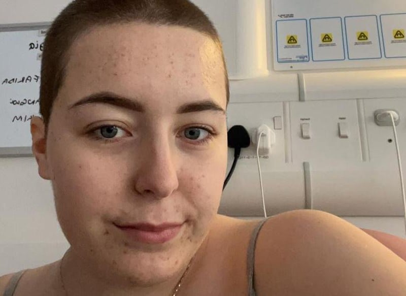 Georgia pictured a few days into chemo, on the day she shaved her head.
