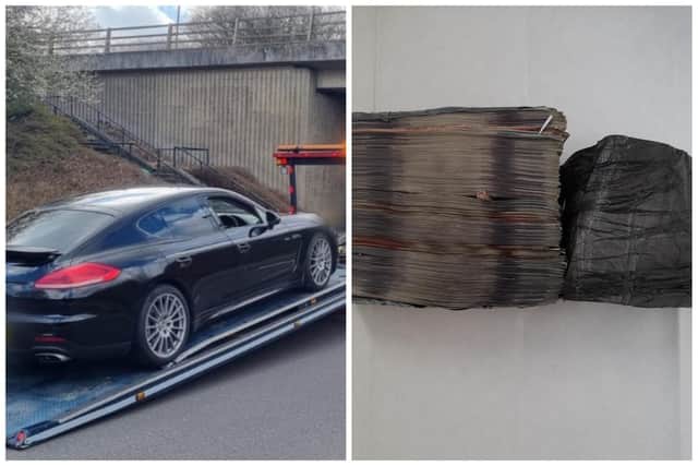 The Porsche and some cash seized by police