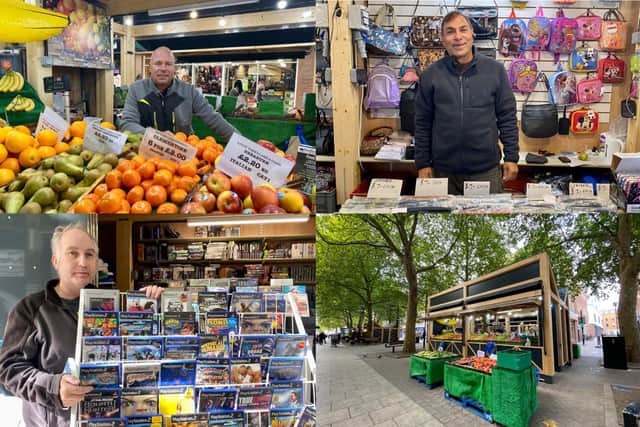 Market traders at the new outdoor Peterborough market.