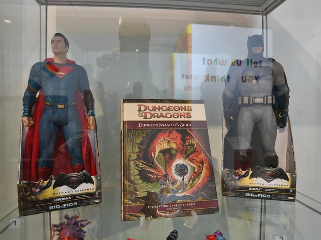 Superhero memorabilia.