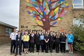 Staff and students at Sawtry Village Academy.