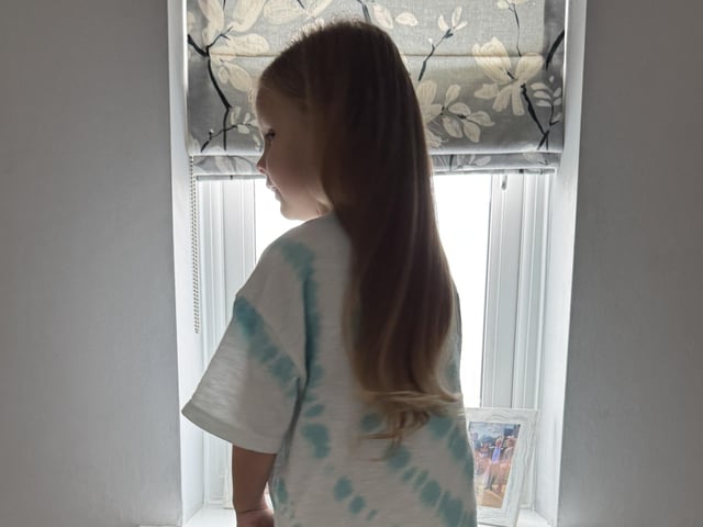 Tom Butler (3) of Peterborough before his haircut for the Little Princess Trust