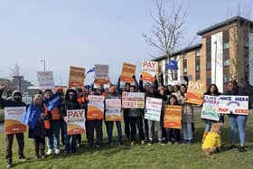 Junior doctors on strike in Peterborough in March.