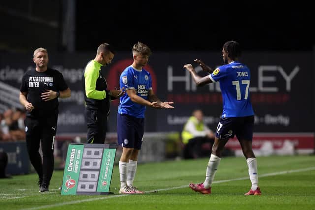 Gabe Overton (left) scored for Posh Under 21s in Wigan. Photo: Joe Dent/theposh.com.