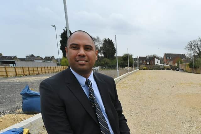 Dr Neil Modha at the proposed site for a new hydrotherapy pool.
