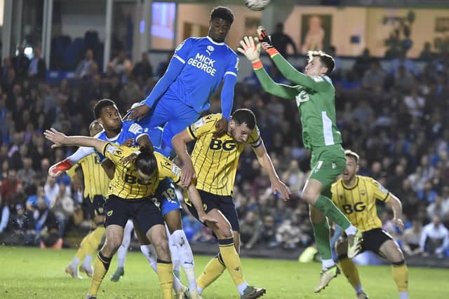 Emmanuel Fernandez in action for Posh. Photo David Lowndes.
