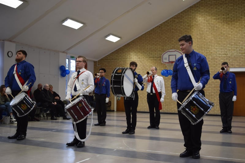Members of the 4th Peterborough Boys Brigade perform.