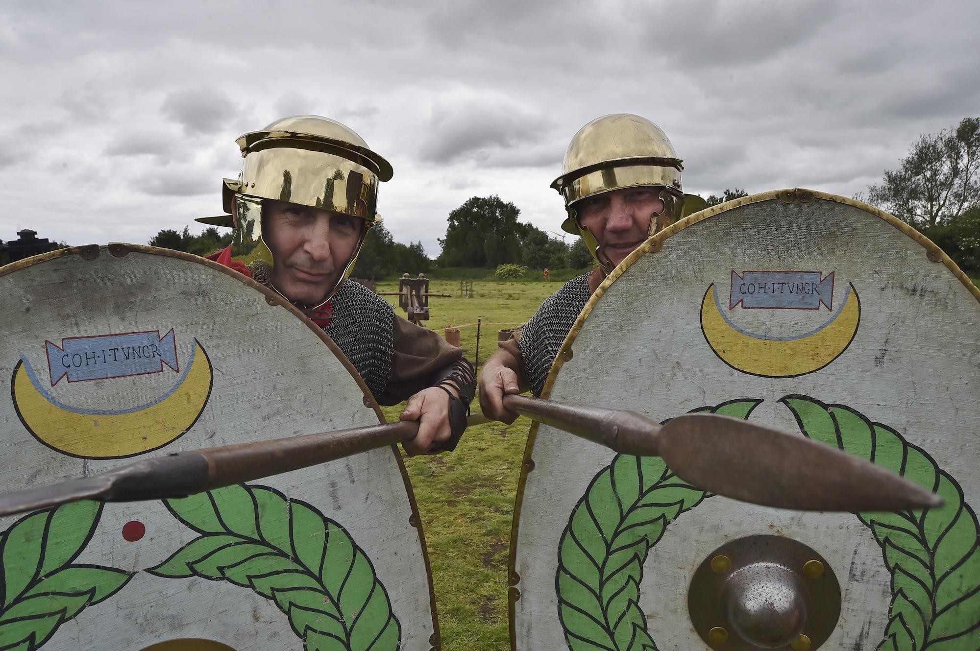 Roman re-enactors at Advance of the Romans, Flag Fen