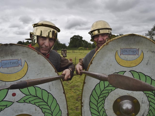 Roman re-enactors at Advance of the Romans, Flag Fen