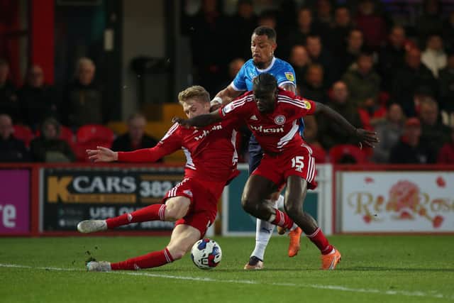 Jonson Clarke-Harris in action for Posh at Accrington Stanley. Photo: Joe Dent/theposh.com.