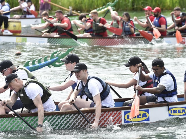 Crews take to Peterborough Rowing Lake at Thorpe Meadows.