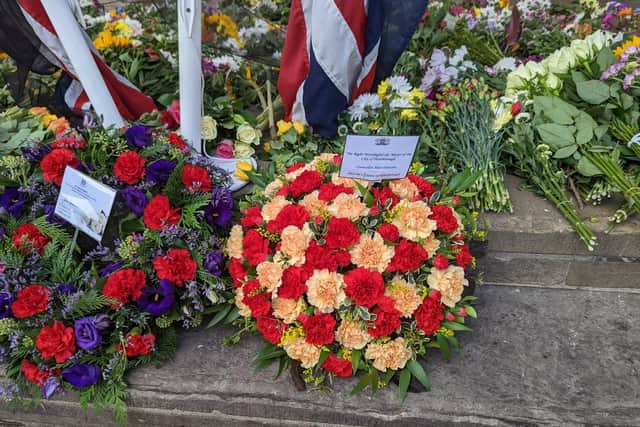 Flowers left by the Mayor of Peterborough