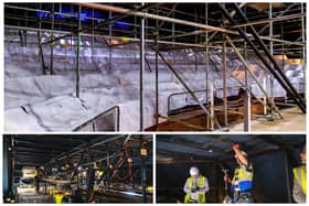 Work is under way inside Peterborough's Key Theatre to strengthen the ceiling.