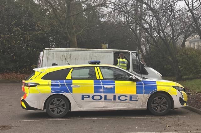 Officers talk to a driver during the six hour operation