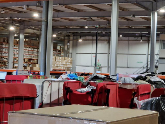 The interior of one of a growing number of warehouses operated by Yours Clothing in Orton Southgate, in Peterborough