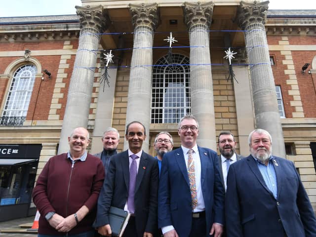 The new Cabinet at Peterborough City Council: Ray Bisby, Gavin Elsey, Mohammed Farooq, Peter Hiller, John Howard, Chris Harper and John Fox