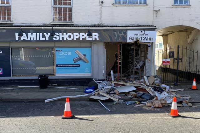 The scene in Market Deeping following the ram raid