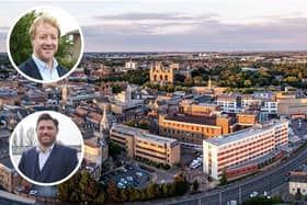 Peterborough's economic growth over the next three years is forecast to outpace the rest of the region. Inset Peterborough MP Paul Bristow, above, and Tom Hennessy, chief executive of Opportunity Peterborough.