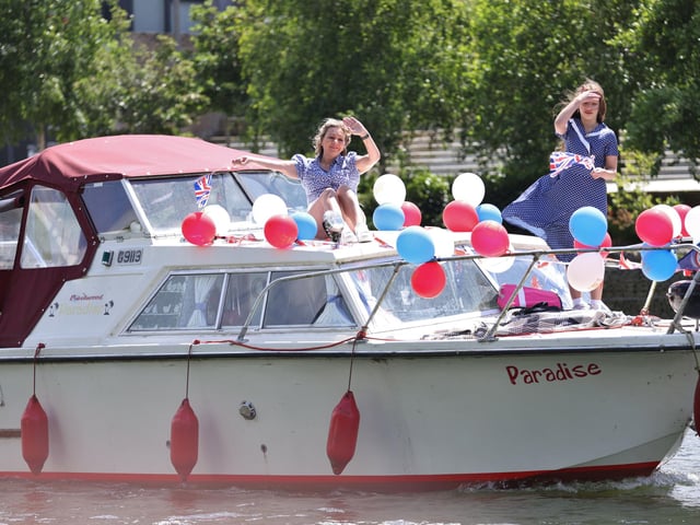 A flotilla of boats from Peterborough Yacht Club at the Embankment to celebrate D Day