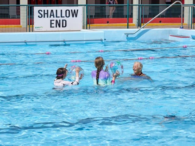 The pool is popular throughout the summer