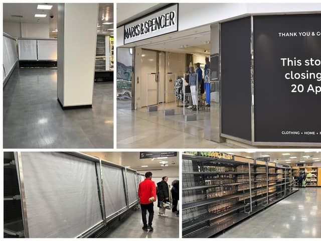 'Thank you and goodbye' says M&S as staff clear the shelves ahead of the permanent closure on Saturday of its store in Peterborough's Queensgate Shopping Centre