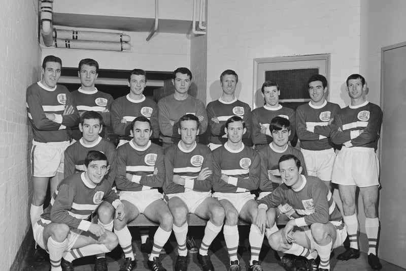 The Peterborough United side poses back on 15th February 1966.