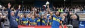 Spalding United celebrate promotion last season. Photo Chris Lowndes.