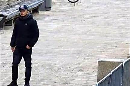 The man, pictured at Cathedral Square, that police wish to speak to