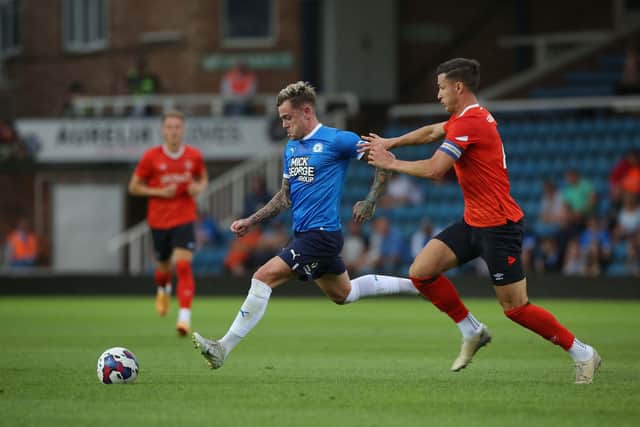 Sammie Szmodics in action for Posh against Luton Town in Tuesday's friendly. Photo: Joe Dent/theposh.com