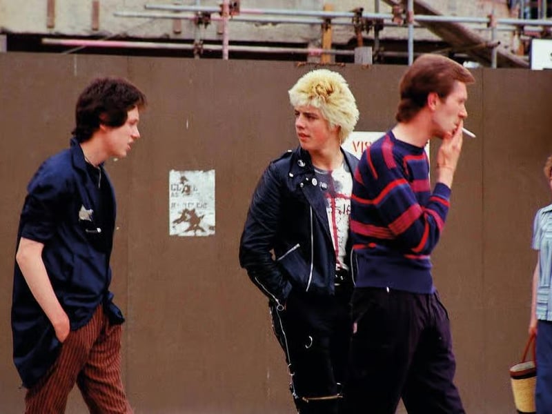 Ade Lawrence, Rick Simpson and Martyn Bonsor (left to right) are seen in Cathedral Square in 1979