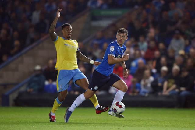 Harrison Burrows has been a regular feature in the Peterborough United side at left back and left wing back in 2022. Photo: Joe Dent.