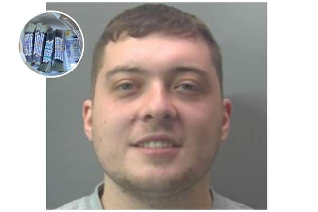 Luke Waters and some of the cash found