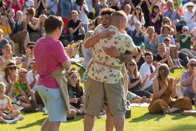 The moment Josh, Dan and Matty found out the winner. Credit: Channel 4.