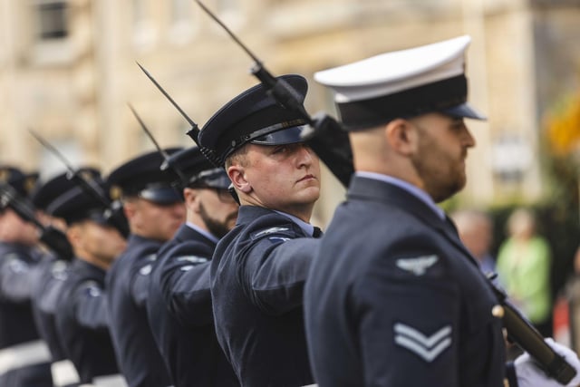 Personnel from RAF Wittering paraded through the town to mark the Battle of Britain and the Freedom of Stamford.