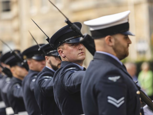 Personnel from RAF Wittering paraded through the town to mark the Battle of Britain and the Freedom of Stamford.