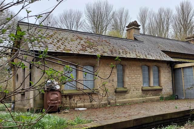 The boarded up Victorian railway station near Wansford Road, in Sutton village, which has been earmarked for relocation to Peterborough under plans to widen the A47 road.