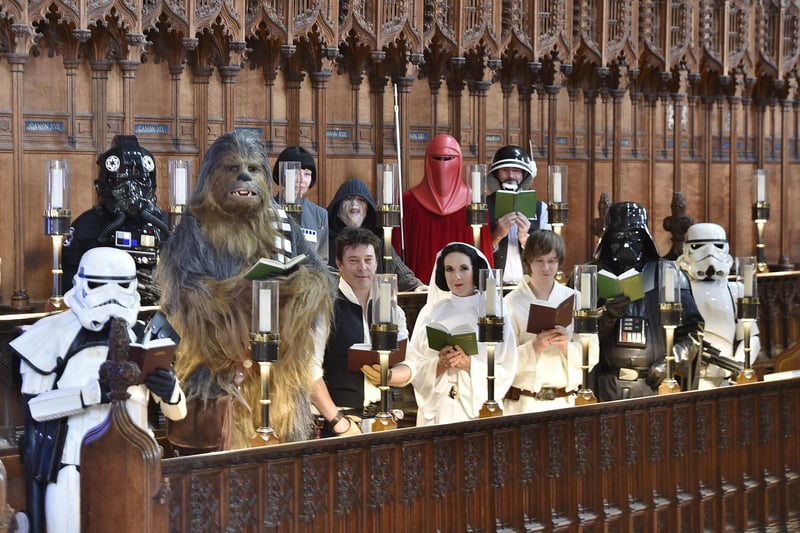 Chewbacca, Darth Vader and Luke Skywalker were all singing from the same hymn sheet at Peterborough Cathedral, as the Unofficial Galaxies exhibition was launched this year