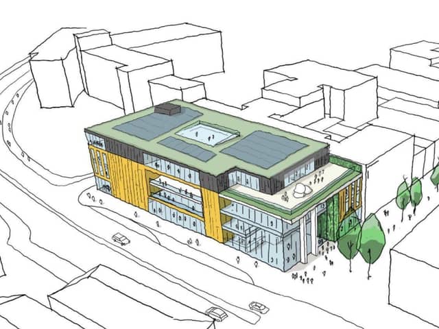 This image shows how an early proposals for The Vine including both TK Maxx and New Look. The New Look part was dropped after financial troubles forced Peterborough City Council to reduce its contribution to the project.