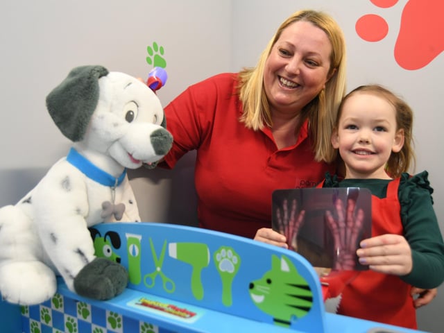 Opening of the Inspired Playtown at Hampton. Pamela Gane and Alexandra Jeffery (4) in the Pampered Pooch play area