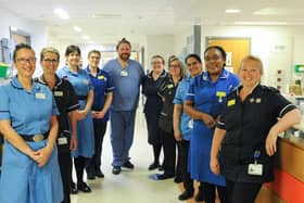 Celebrating 30 years of the Coronary Care Unit at Peterborough City Hospital – the current team, including long service members Janet Graham, Rachel Lane and Karen Wilkinson. 