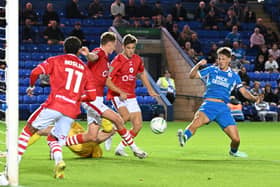 Harry Leonard scored for Peterborough United against Barnsley in the last round of the Carabao Cup. Photo: David Lowndes.